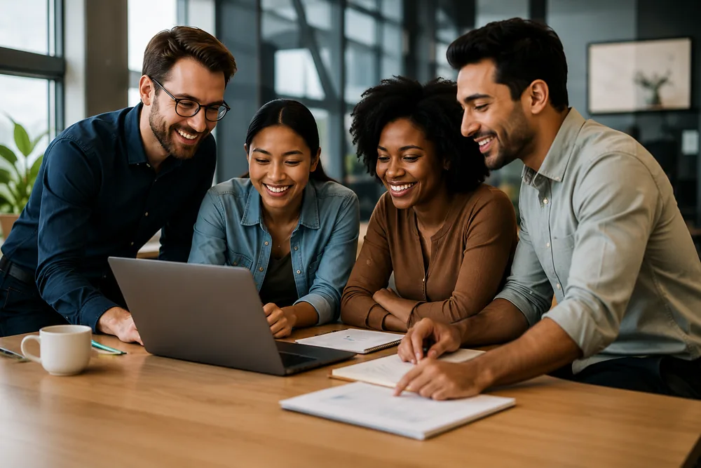 An international team working together in an office